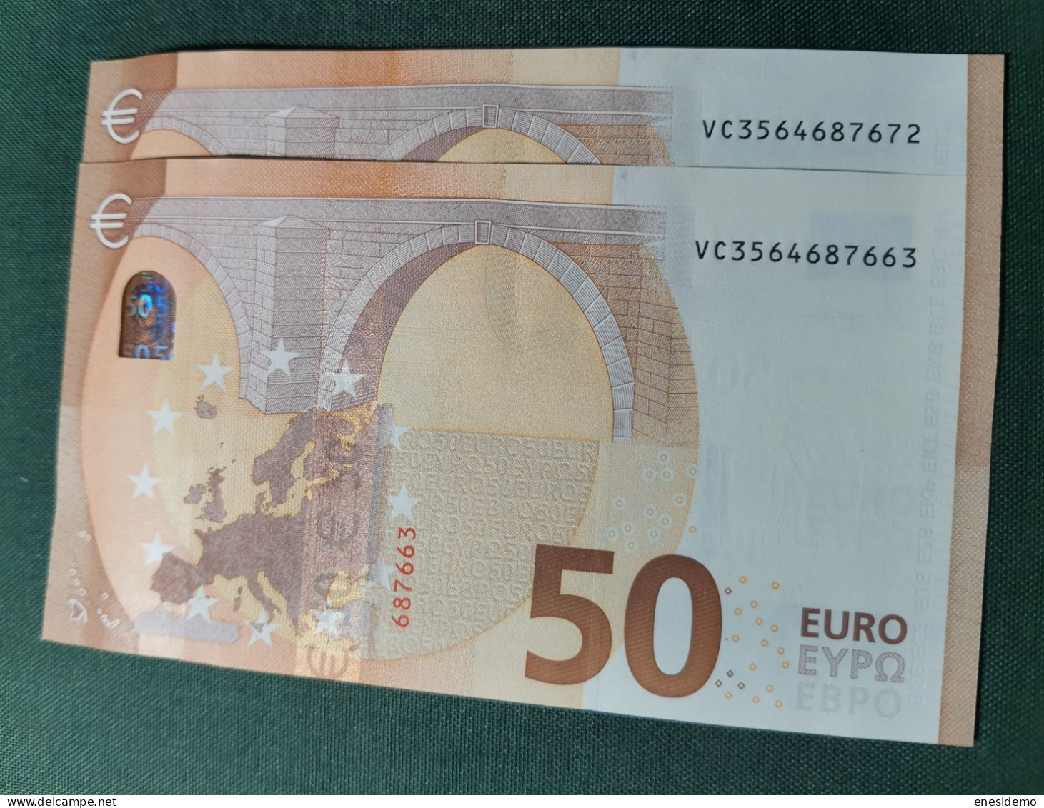 50 EURO SPAIN 2017 LAGARDE V022A1 VC CORRELATIVE COUPLE SC FDS UNCIRCULATED PERFECT