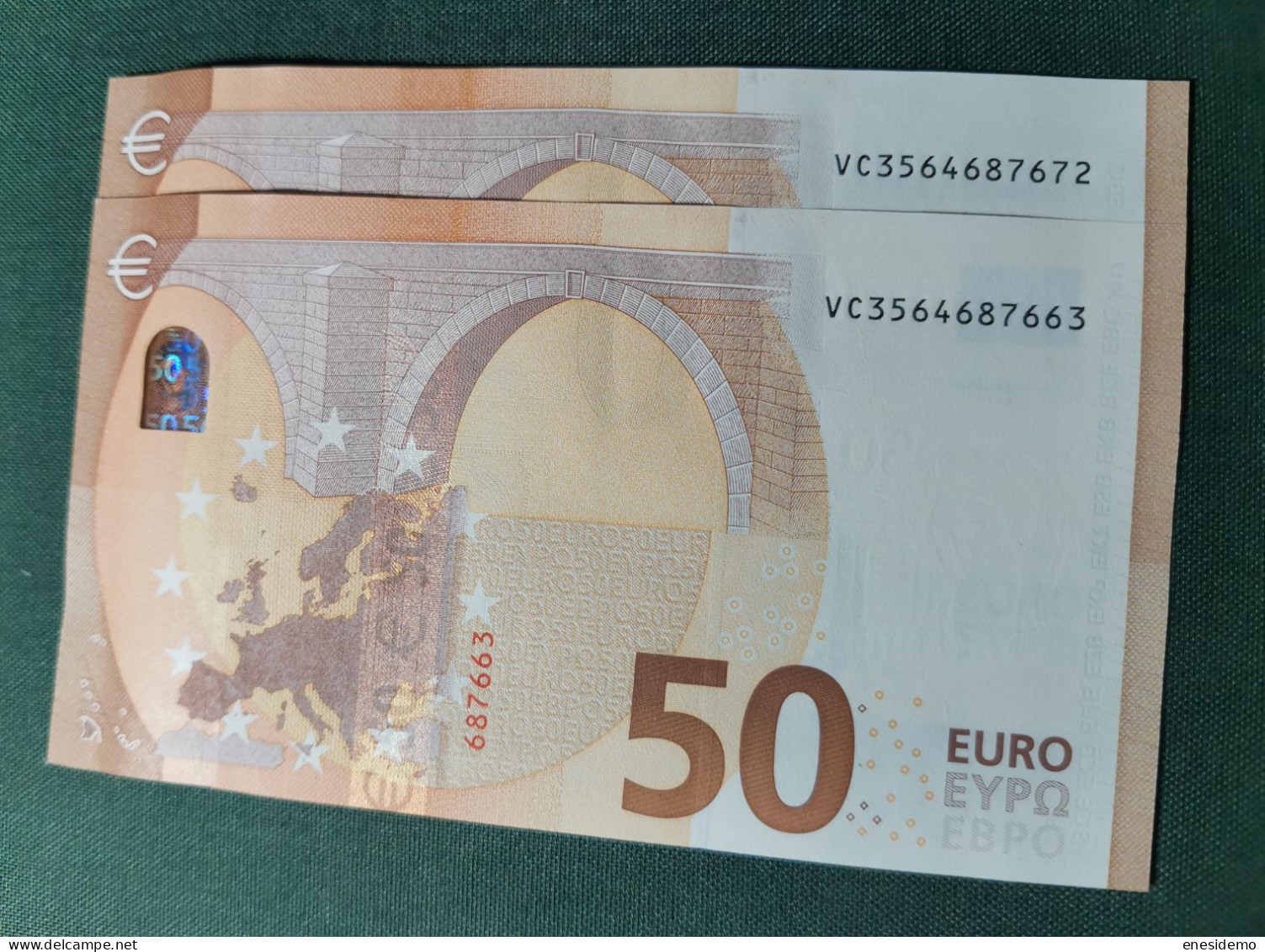 50 EURO SPAIN 2017 LAGARDE V022A1 VC CORRELATIVE COUPLE SC FDS UNCIRCULATED PERFECT