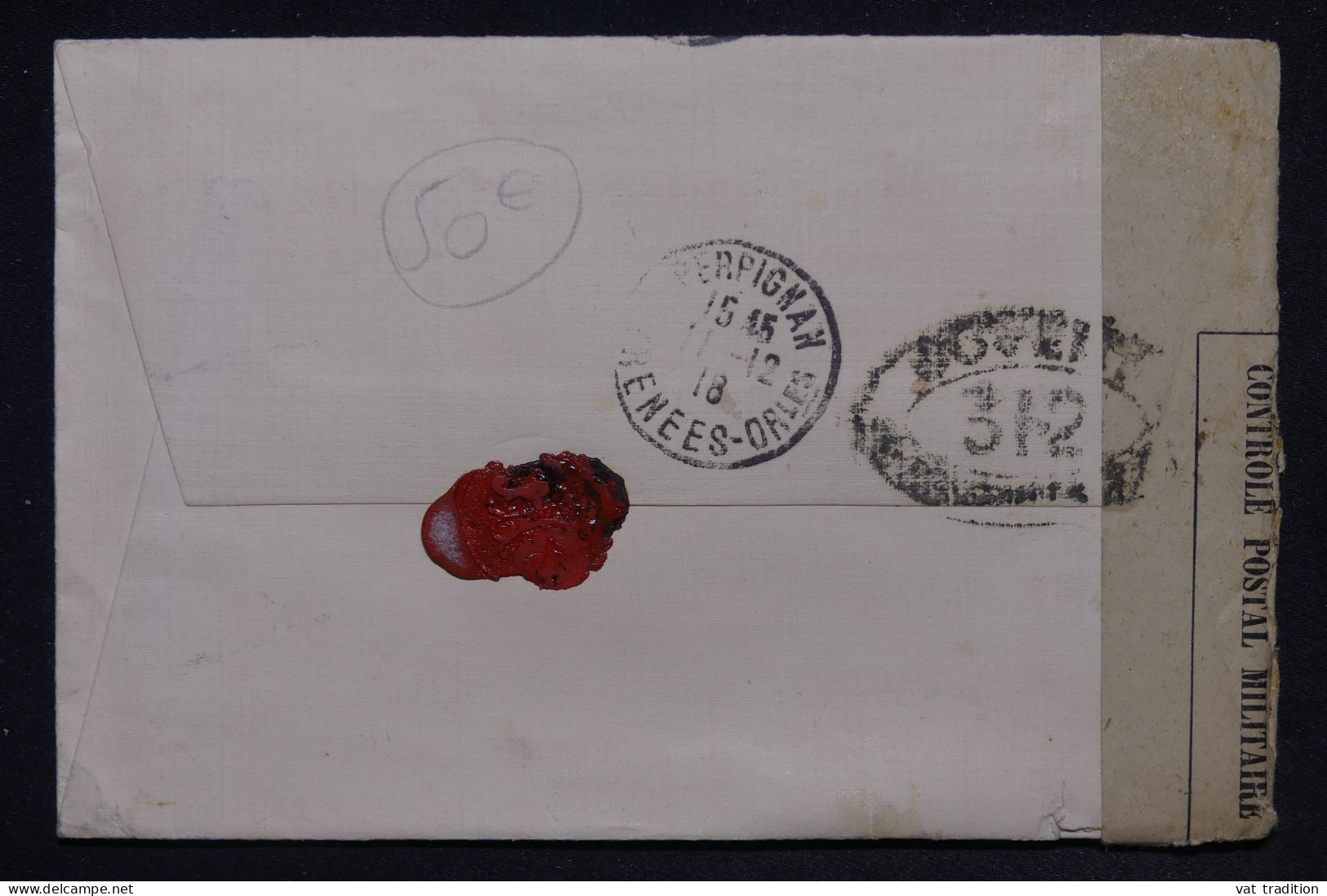CHINE -  Enveloppe De Shanghai Pour La France Via Le Canada En 1918 Avec Contrôle Postal - L 147803 - Lettres & Documents