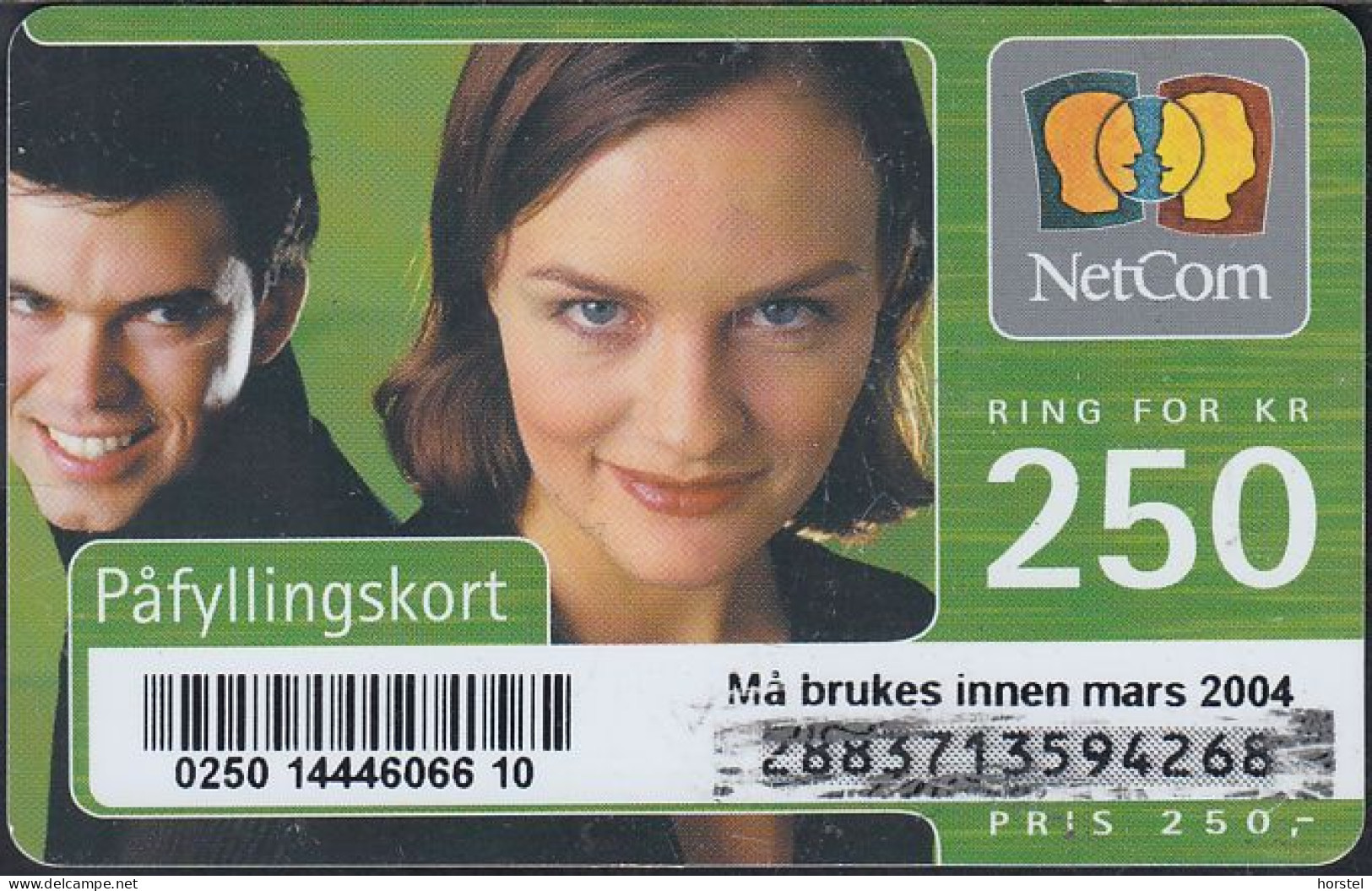 Norway - NetCom Couple Green - 250 KR - Mars 2004 - Noorwegen