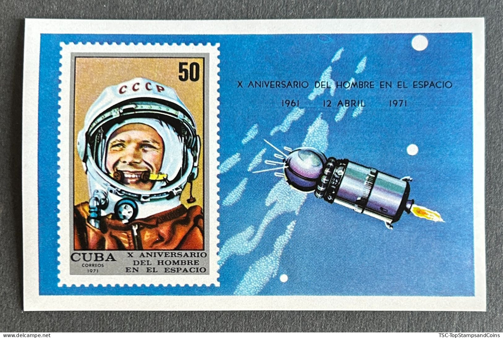 CUBBF36MNH - Manned Space Flight 10th Anniversary - BS 36 MNH - Cuba - 1971 - Blocchi & Foglietti