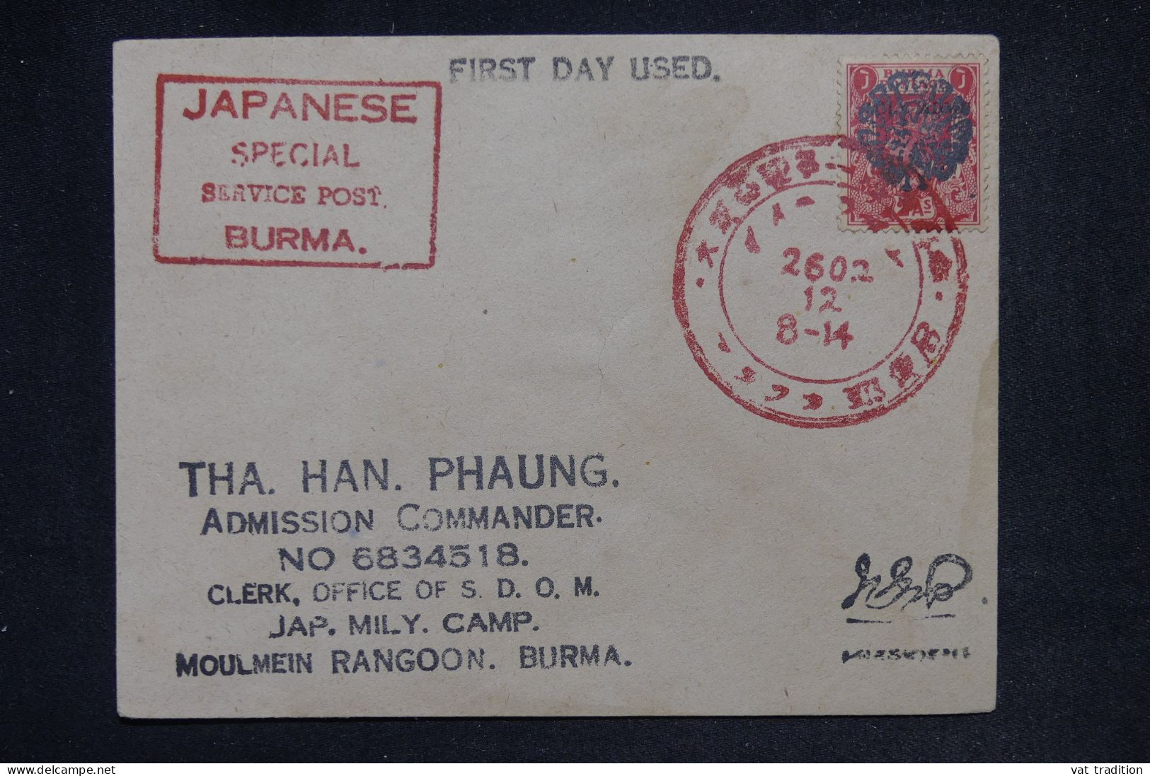 BIRMANIE - Cachet FDC Sur Enveloppe Pendant L' Occupation Japonaise - L 147807 - Burma (...-1947)