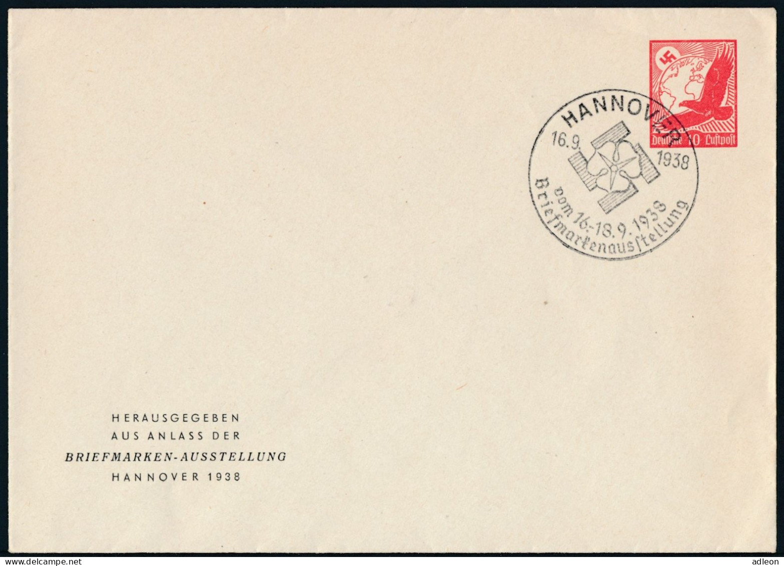 Empire - Entier Postal / Reich - Privat-Umschläge PU 134 ** Sonderstempel Hannover 16-9-1938 - Briefe