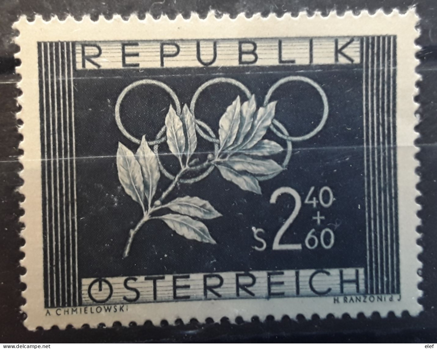 OSTERREICH AUSTRIA AUTRICHE 1952 , JO Jeux Olympiques Helsinki Oslo Yvert No 809 , Neuf ** MNH TB - Ete 1952: Helsinki