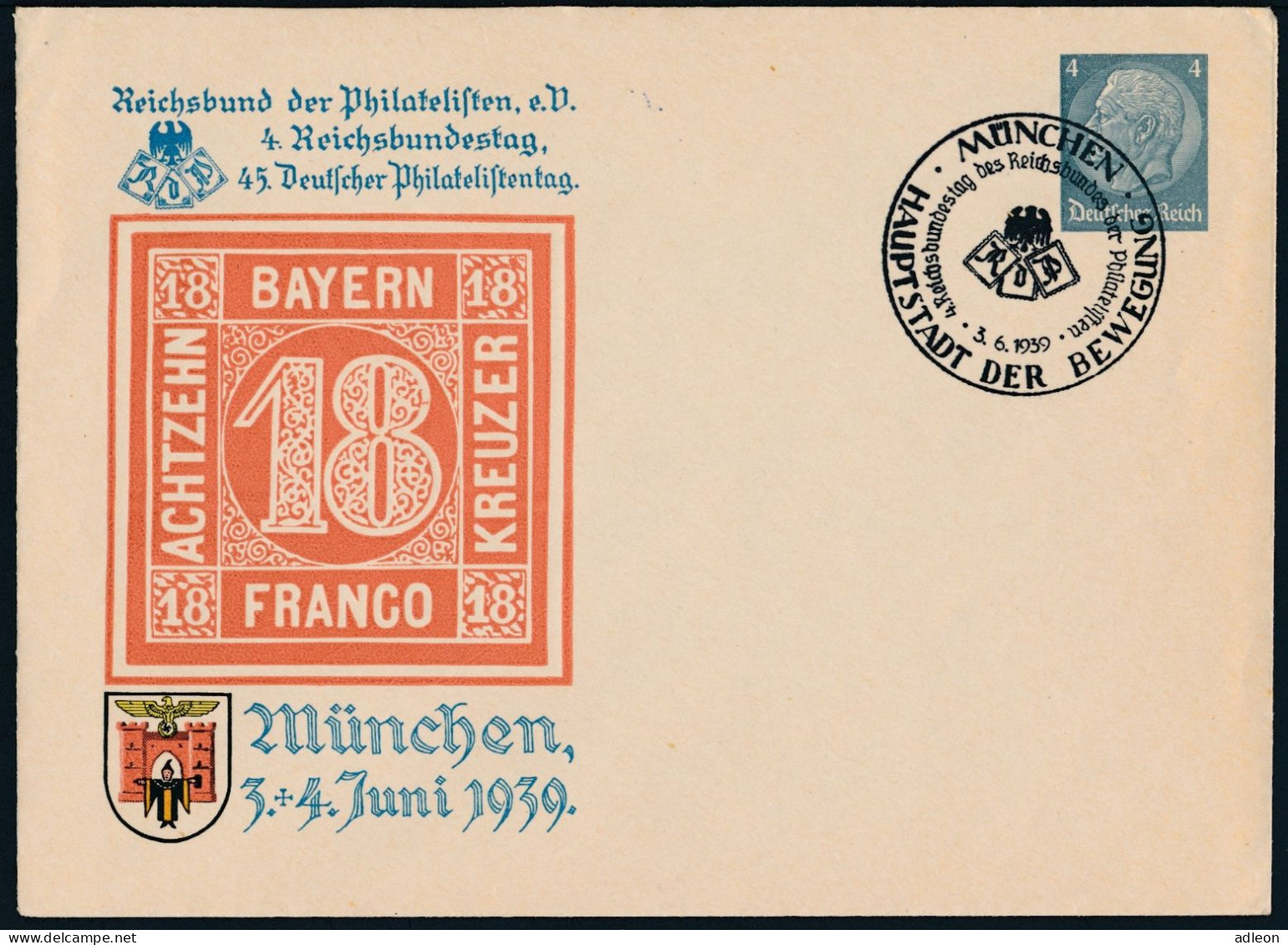 Empire - Entier Postal / Reich - Privat-Umschläge PU 122 ** Sonderstempel München 3-6-1939 - Briefe