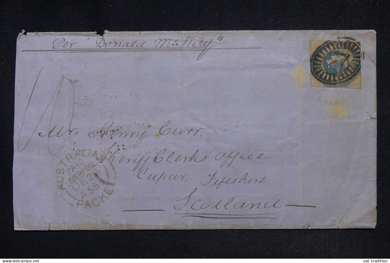 AUSTRALIE / VICTORIA - Lettre Pour L'Ecosse En 1855, Affranchissement Victoria - L 147809 - Covers & Documents