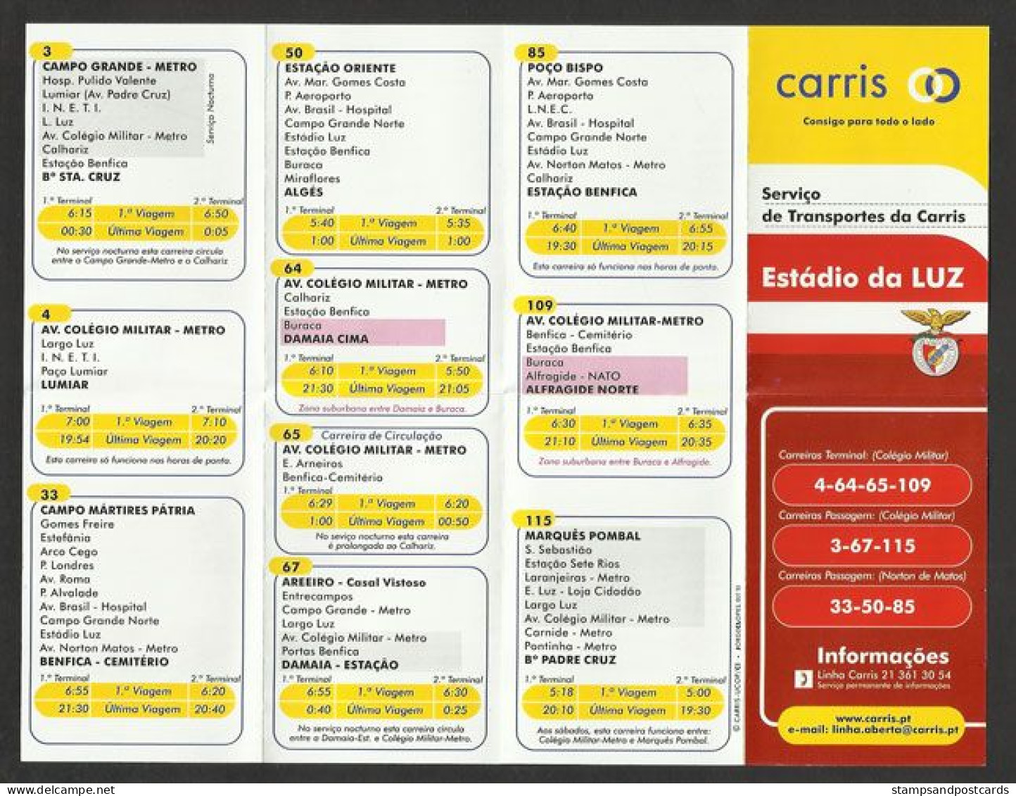 Portugal Carris Bus Lisbonne Plan Réseau Stade Benfica Football 2003 Lisbon Bus Network Plan Benfica Stadium Soccer - Europe