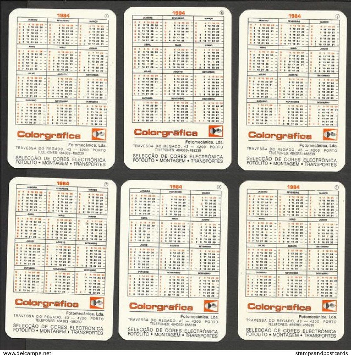 Portugal 6 Calendrier De Poche 1984 Locomotive A Vapeur 6 Small Calendar 1984 Steam Train - Small : 1981-90