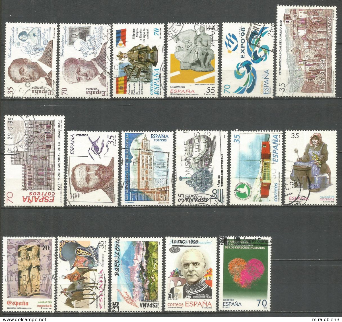 ESPAÑA CONJUNTO DE SELLOS USADOS DEL AÑO 1998 EN DOS ESCANERS - Used Stamps