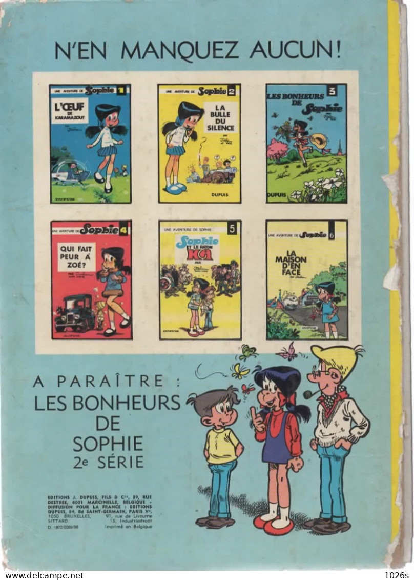 B.D.SOPHIE - SOPHIE ET LE CUBE QUI PARLE -  E.O. 1972 - Sophie