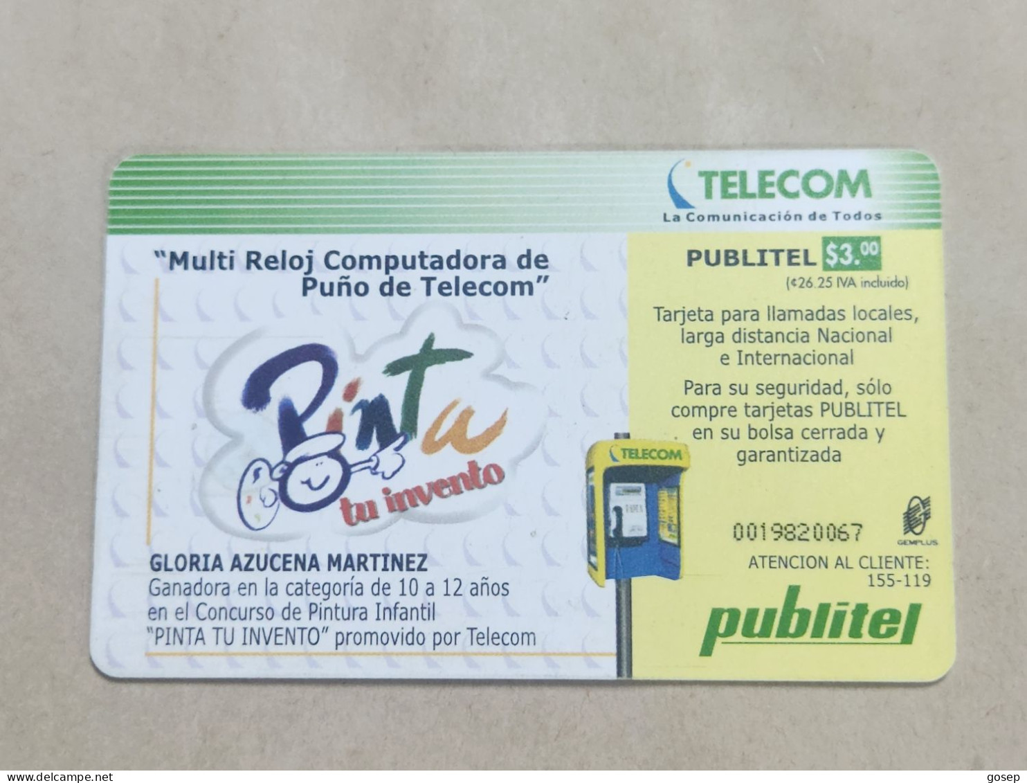 COLOMBIA-(ELS-PUB-0045B)-MULTI RELOJ-(2)-($ 3.00)-(0019820067)-used Card+1card Prepiad Free - Colombia