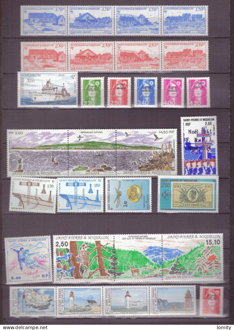 Saint Pierre Et Miquelon Lot Timbres Timbre Neuf ** Cote 232€ Vendu à 16% De La Cote , Après 1987 Dont Poste Aérienne - Collezioni & Lotti