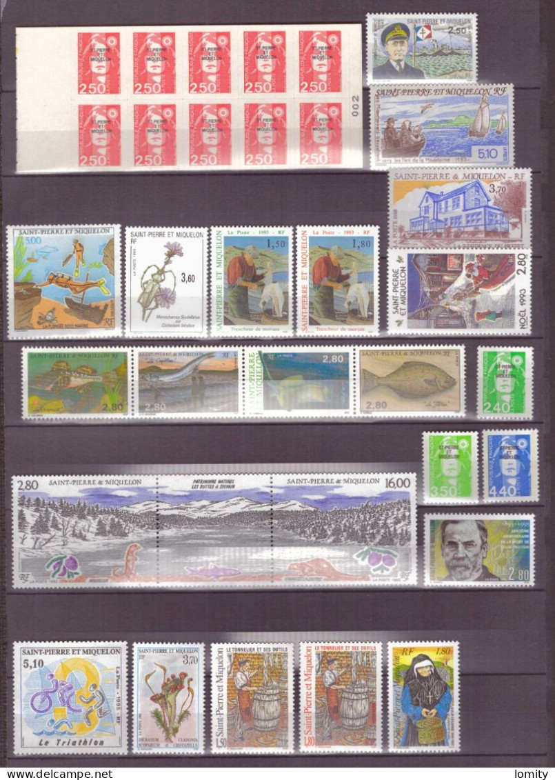 Saint Pierre Et Miquelon Lot Timbres Timbre Neuf ** Cote 232€ Vendu à 16% De La Cote , Après 1987 Dont Poste Aérienne - Colecciones & Series