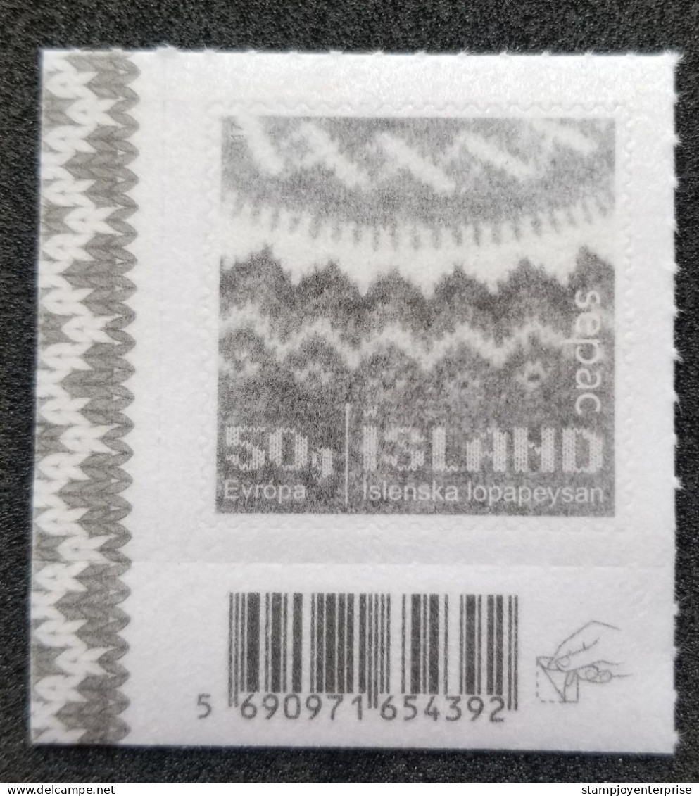 Iceland Handcraft Icelandic Sweater Craft 2017 (stamp Barcode) MNH *flock Paper Made *unusual - Cartas & Documentos