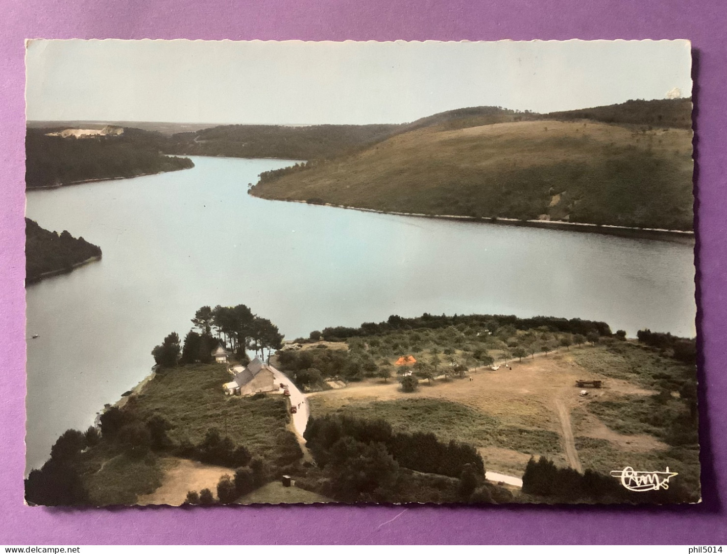 22  CPSM    CAUREL  Lac De GUERLÉDAN    Beau Rivage   Vue Aérienne      Très Bon état - Caurel