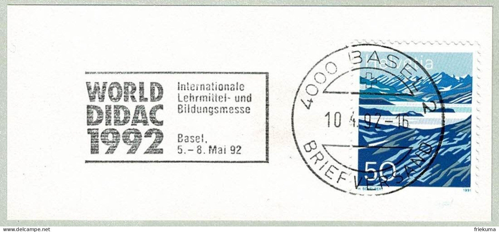 Schweiz / Helvetia 1992, Flaggenstempel World Didac Basel, Lehrmittel- Und Bildungsmesse - Autres & Non Classés