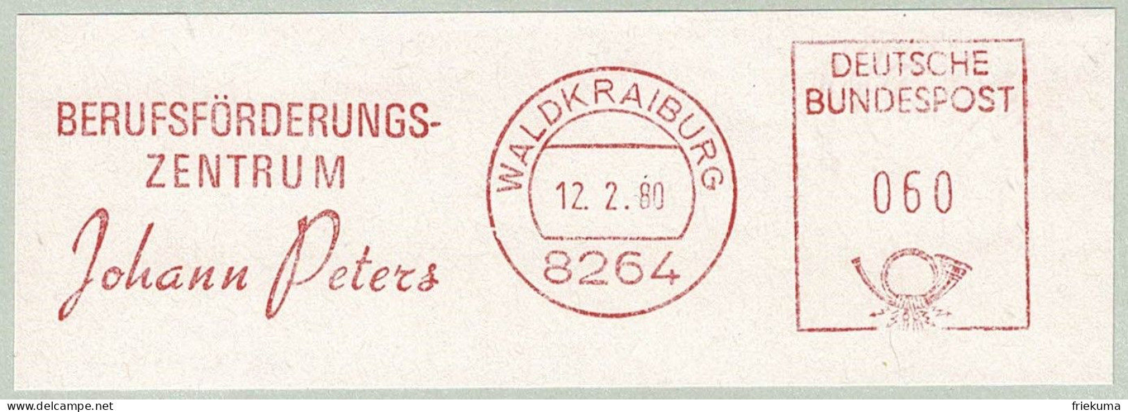 Deutsche Bundespost 1980, Freistempel / EMA / Meterstamp Berufsförderungszentrum Johann Peters Waldkraiburg - Autres & Non Classés