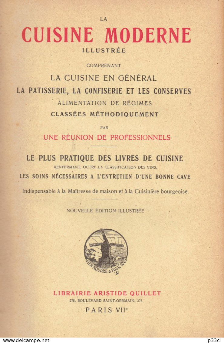 La Cuisine Moderne Illustrée (Collectif, Éd. Aristide Quillet, Sans Date, 602 Pages) - Encyclopedieën