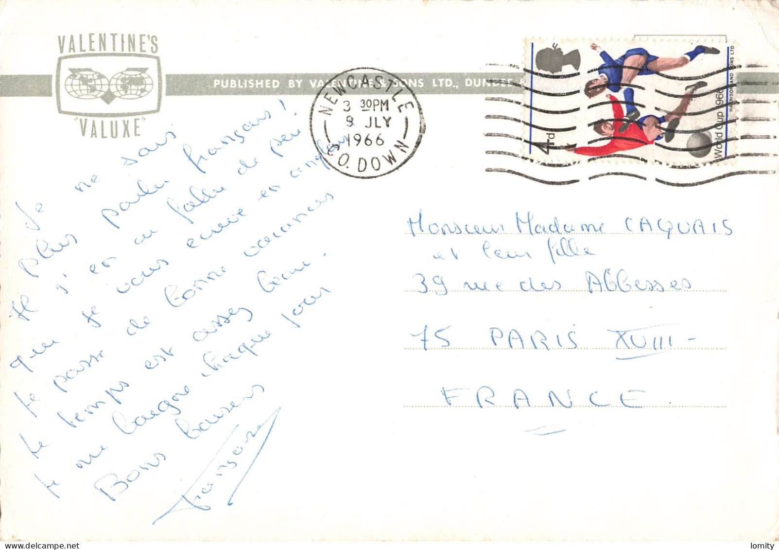 Angleterre Newcastle Percy French Memorial CPSM GF + Timbre Cachet 1966 - Newcastle-upon-Tyne