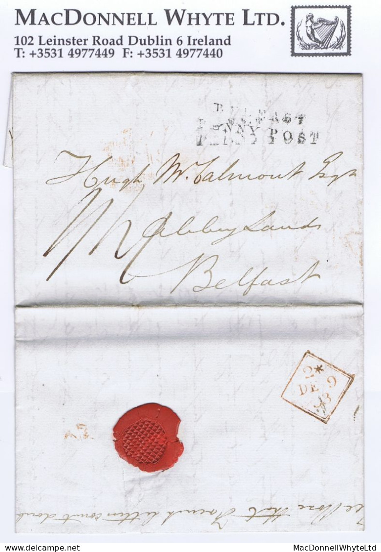 Ireland Belfast Antrim 1833 Letter London To McCalmont At Abbeylands With BELFAST/PENNY POST - Prefilatelia