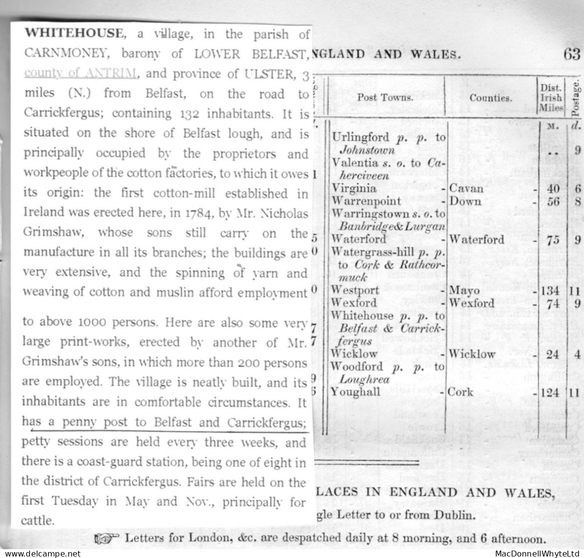 Ireland Belfast Antrim 1833 Letter London To McCalmont At Abbeylands With BELFAST/PENNY POST - Vorphilatelie