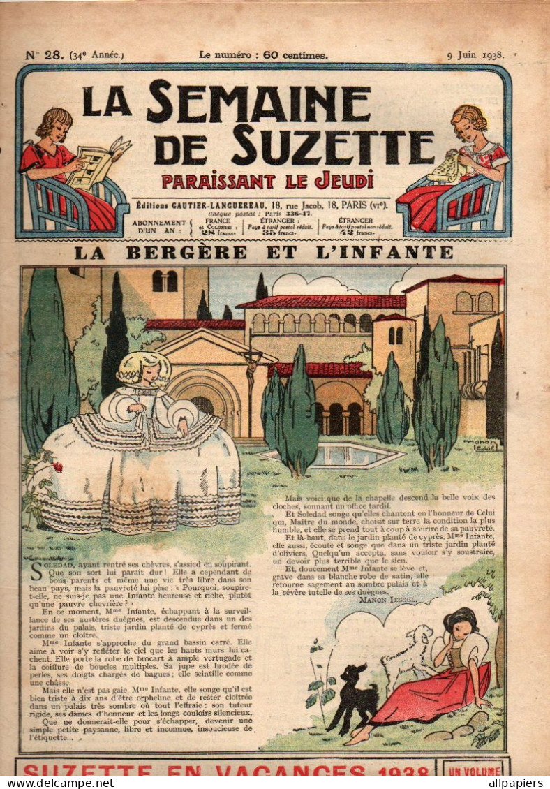 La Semaine De Suzette N°28 La Bergère Et L'infante - Des Villas Pour Mésanges Et Des Asiles De Pinsons... De 1938 - La Semaine De Suzette