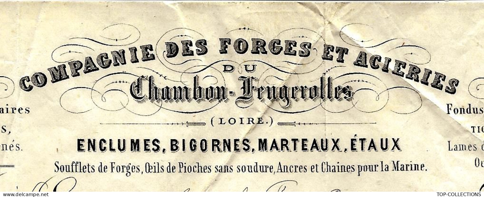 1870  Chambon Feugerolles Loire Timbre Empire Oblit. Gros Ch.849 CIE DES FORGES & ACIERIES  Claudinon =>La Ferté Bernard - 1849-1876: Klassik