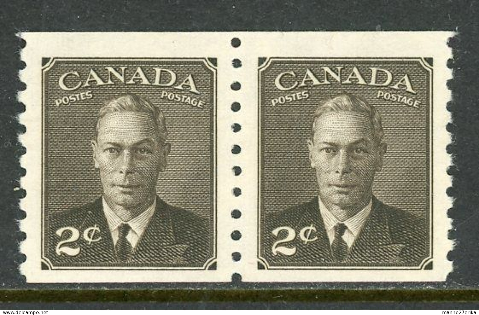 -Canada-1950-"King Gearge VI-Coil Pair"   MNH (**) - Rollo De Sellos