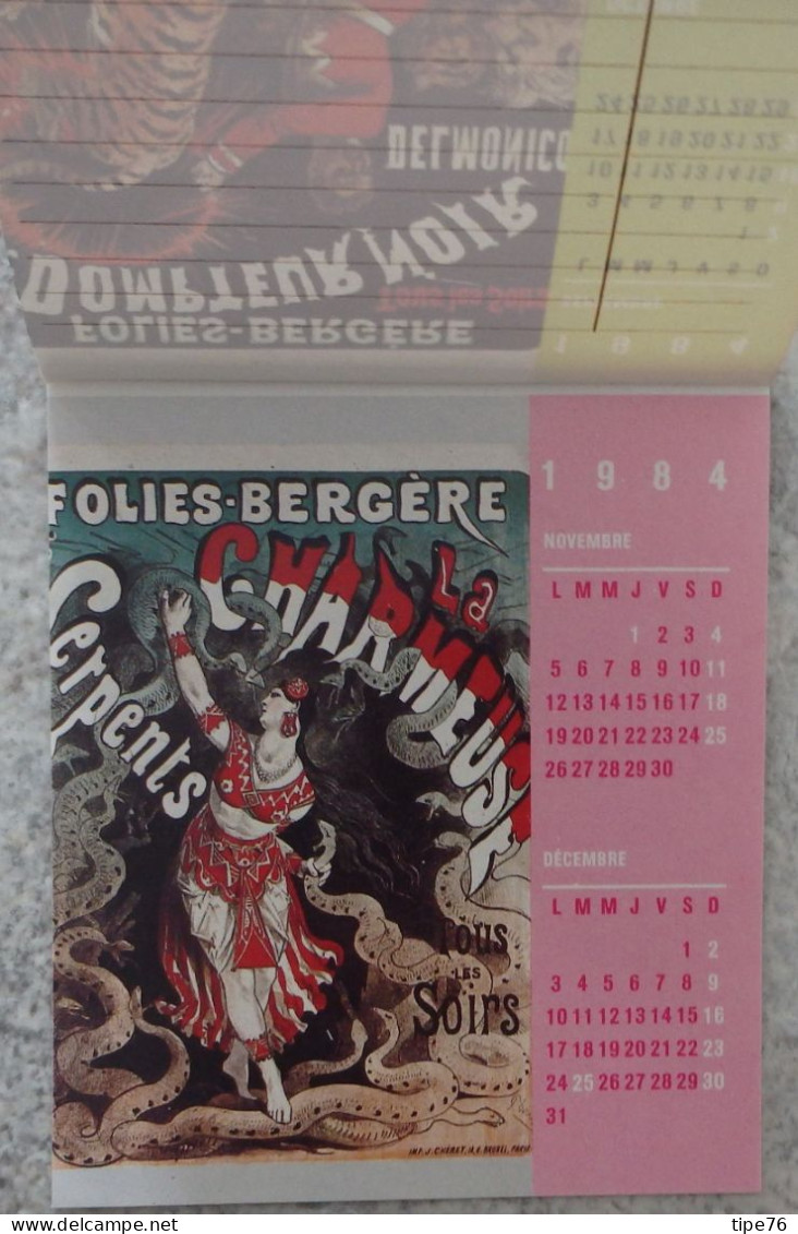 petit calendrier poche 1984 12 pages affiches les folies bergères - Quimper Finistère - Jean Lavigne