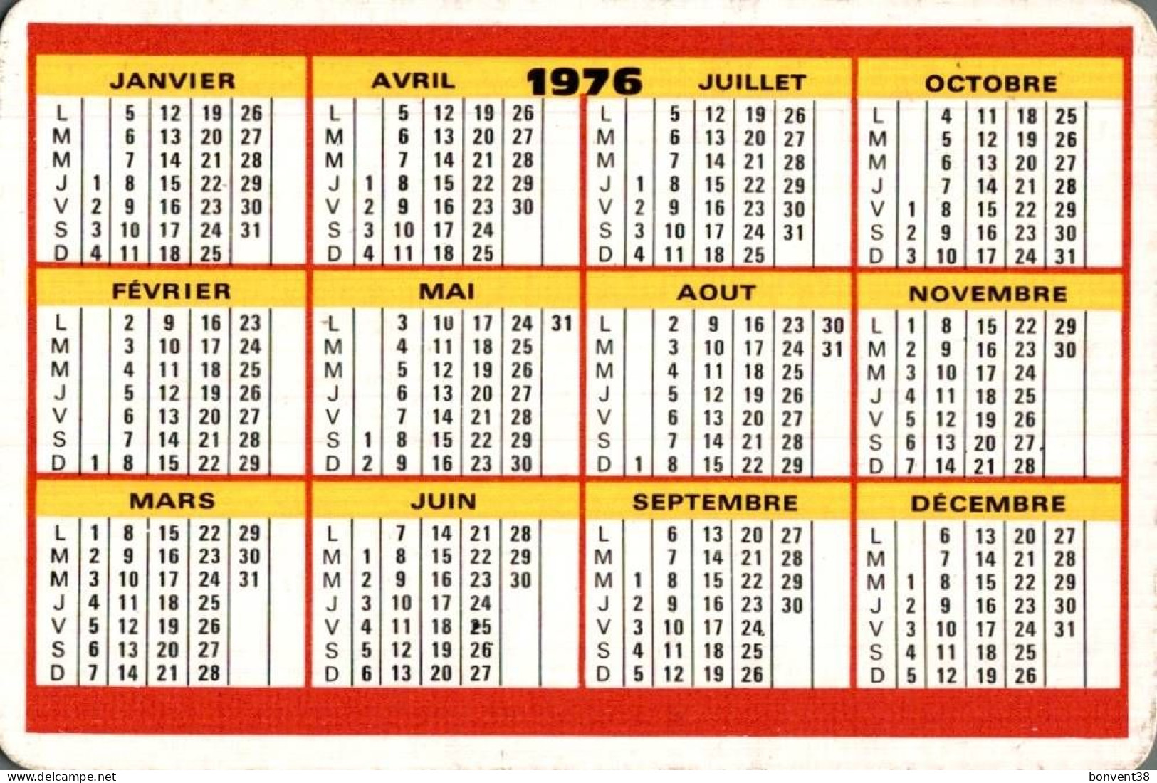 J1710 - Calendrier 1976 - LE PROGRÈS - Petit Format : 1971-80