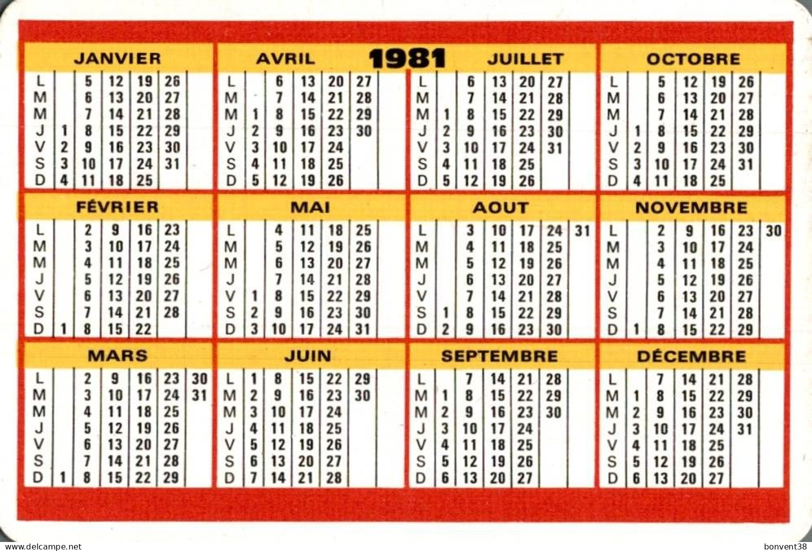 J1710 - Calendrier 1981 - LE PROGRÈS - Small : 1981-90