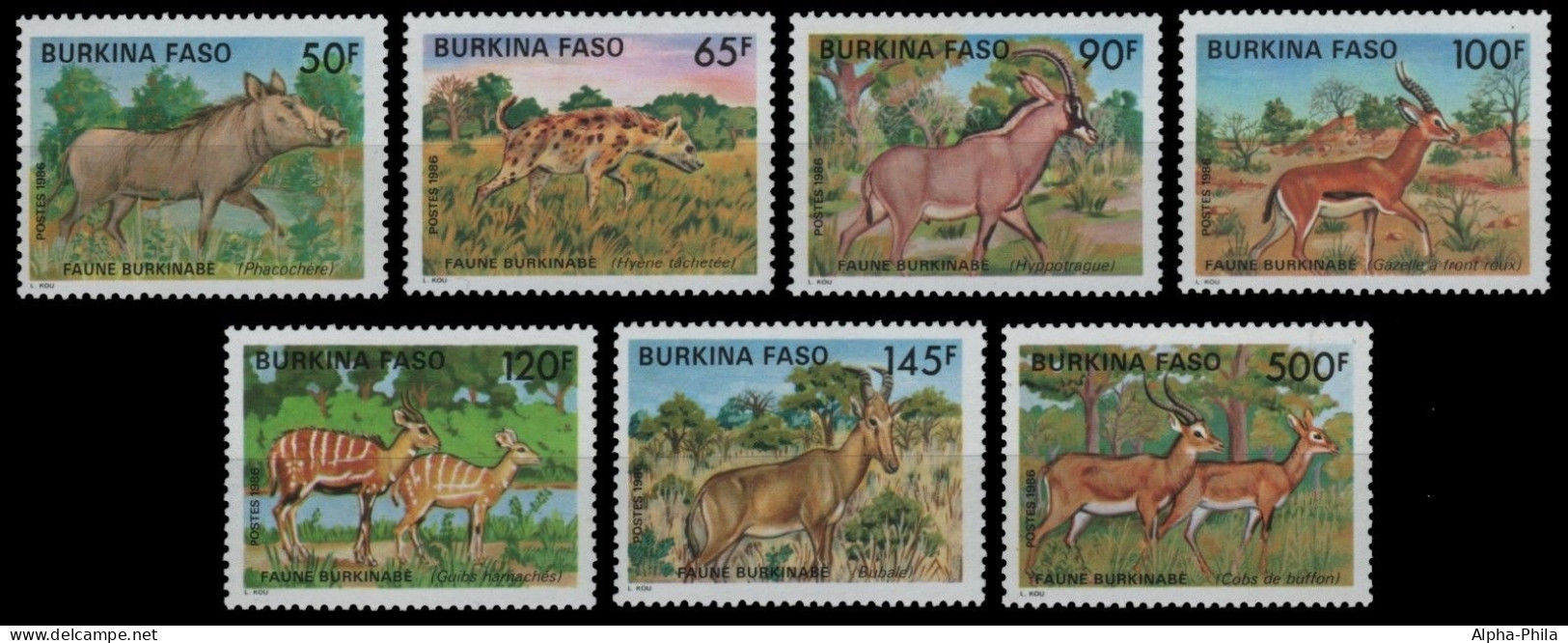Burkina Faso 1986 - Mi-Nr. 1111-1117 ** - MNH - Wildtiere / Wild Animals - Burkina Faso (1984-...)