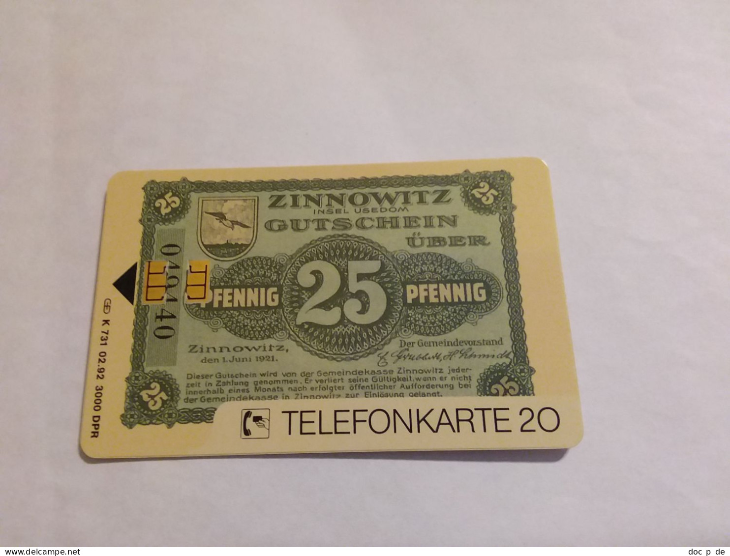 Germany - K 731  02/92 Zinnowitz Bank Note Geldschein Money Banknote - Mint - K-Series: Kundenserie