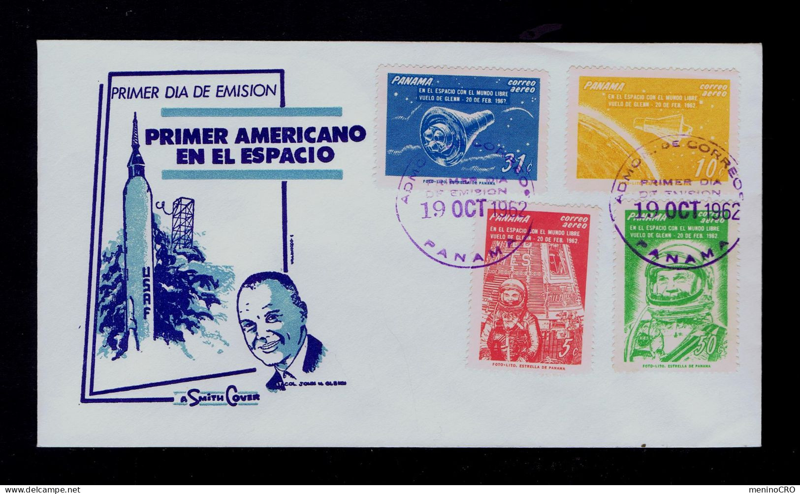 Gc8056 PANAMÁ Cosmos "GLEEN -1st Americano On Space 20-02-1962" USA Mailed 1962 - Nordamerika