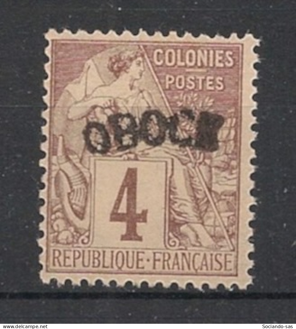 OBOCK - 1892 - N°YT. 3a - Type Alphée Dubois 4c Lilas-brun - Réimpression - Neuf (*) / MNG - Unused Stamps