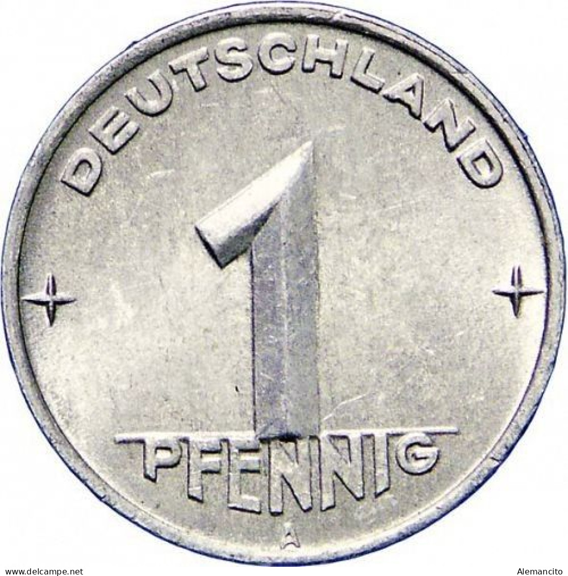 REPUBLICA DEMOCRATICA DE ALEMANIA ( DDR ) MONEDA DE 1 PFENNING AÑO 1950 CECA-A - SIN CIRCULAR - 1 Pfennig