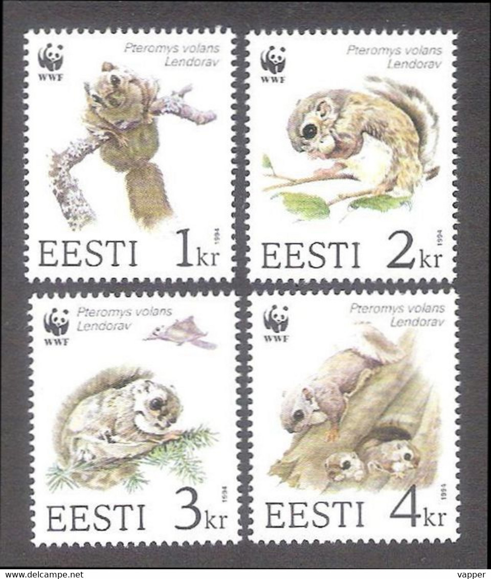 WWF The Siberian Flying Squirrel  Estonia 1994 4 Stamps  Mi 229-32 - Other & Unclassified