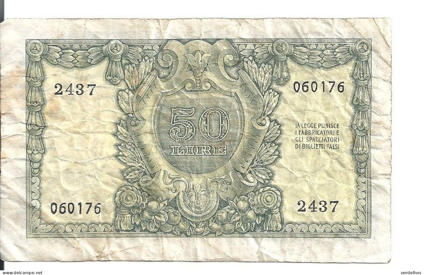 ITALIE 50 LIRE 1951 VG+ P 91 A - 50 Liras