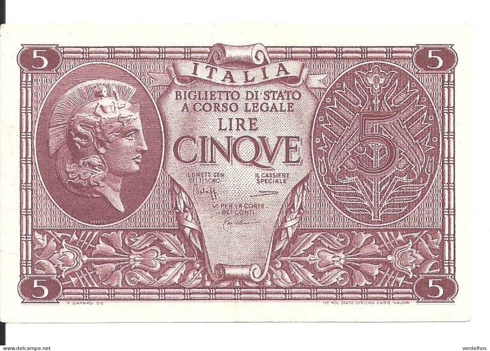 ITALIE 5 LIRE 1944 XF+ P 31 C - Italië– 5 Lire