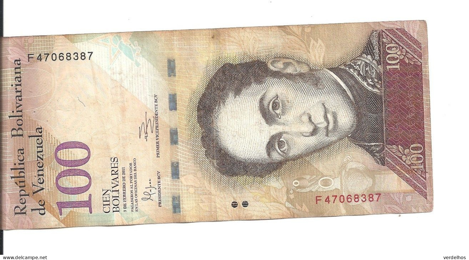 VENEZUELA 100 BOLIVARES 2011 VF P 93 D - Venezuela