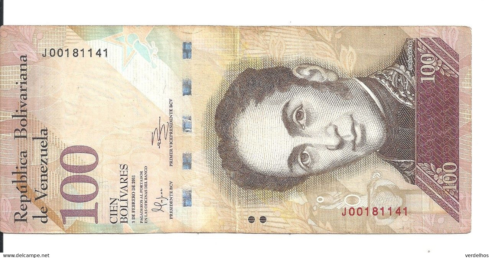 VENEZUELA 100 BOLIVARES 2011 VF P 93 D - Venezuela