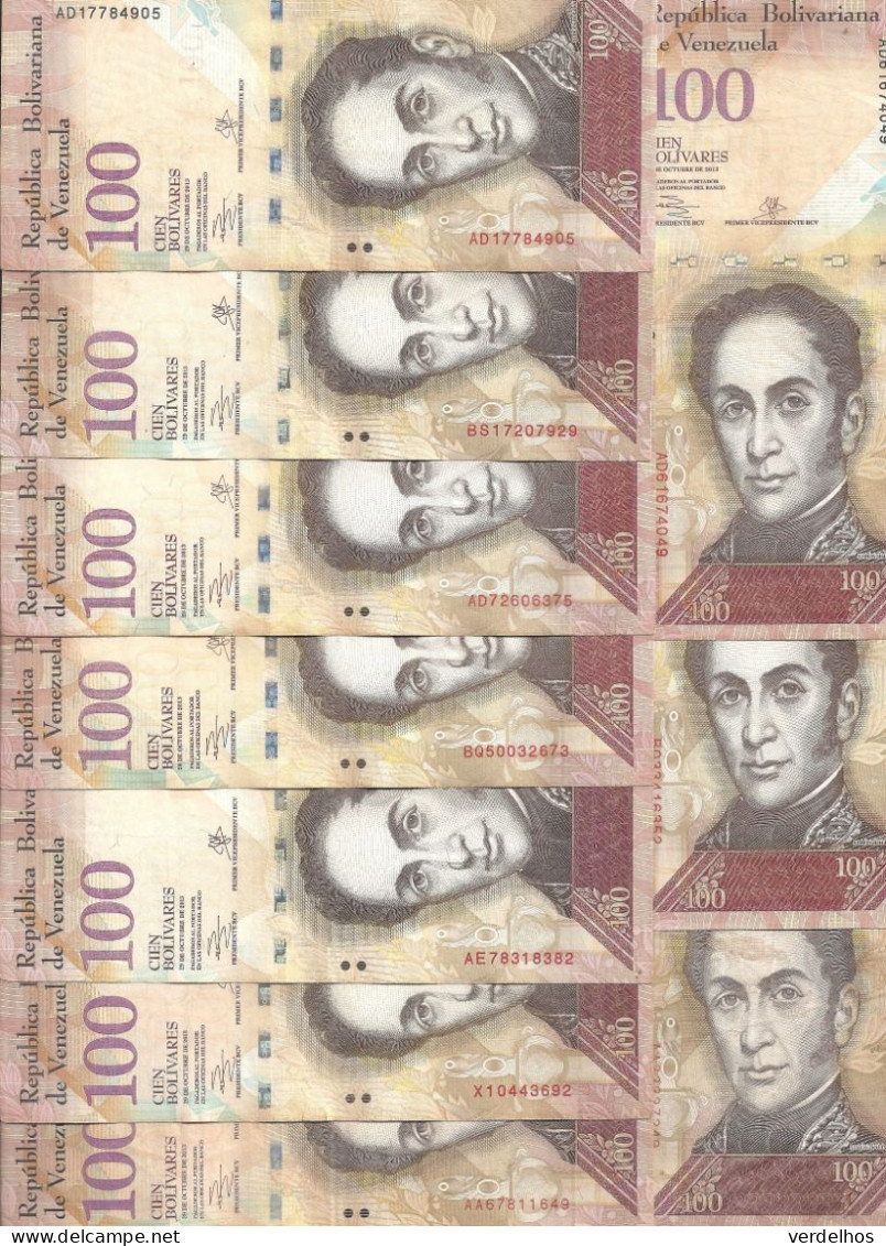 VENEZUELA 100 BOLIVARES 2013 VF P 93 G ( 10 Billets ) - Venezuela