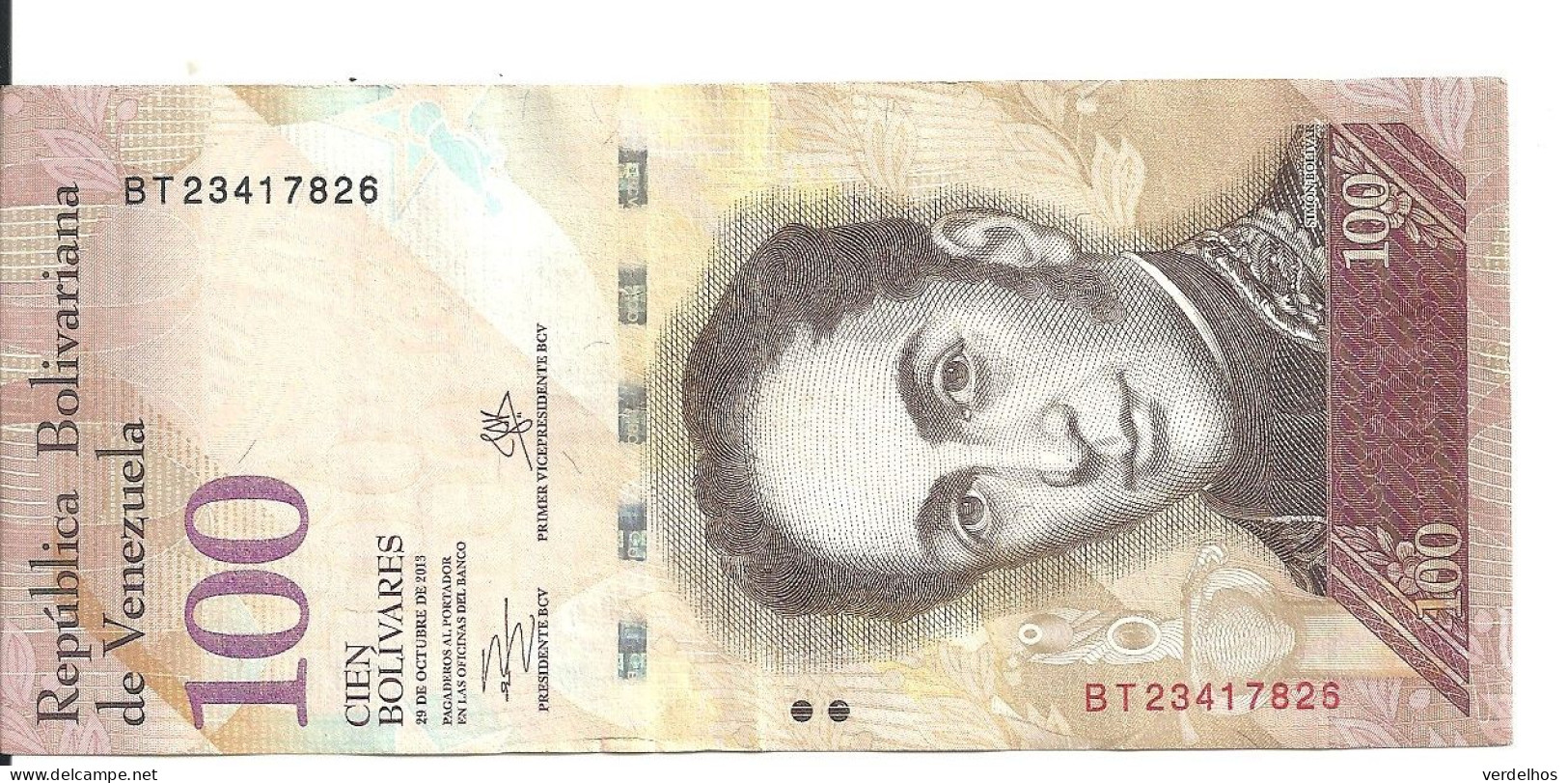 VENEZUELA 100 BOLIVARES 2013 VF P 93 G - Venezuela