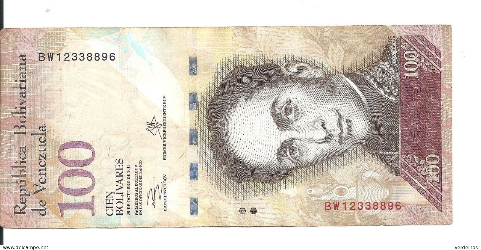 VENEZUELA 100 BOLIVARES 2013 VF P 93 g