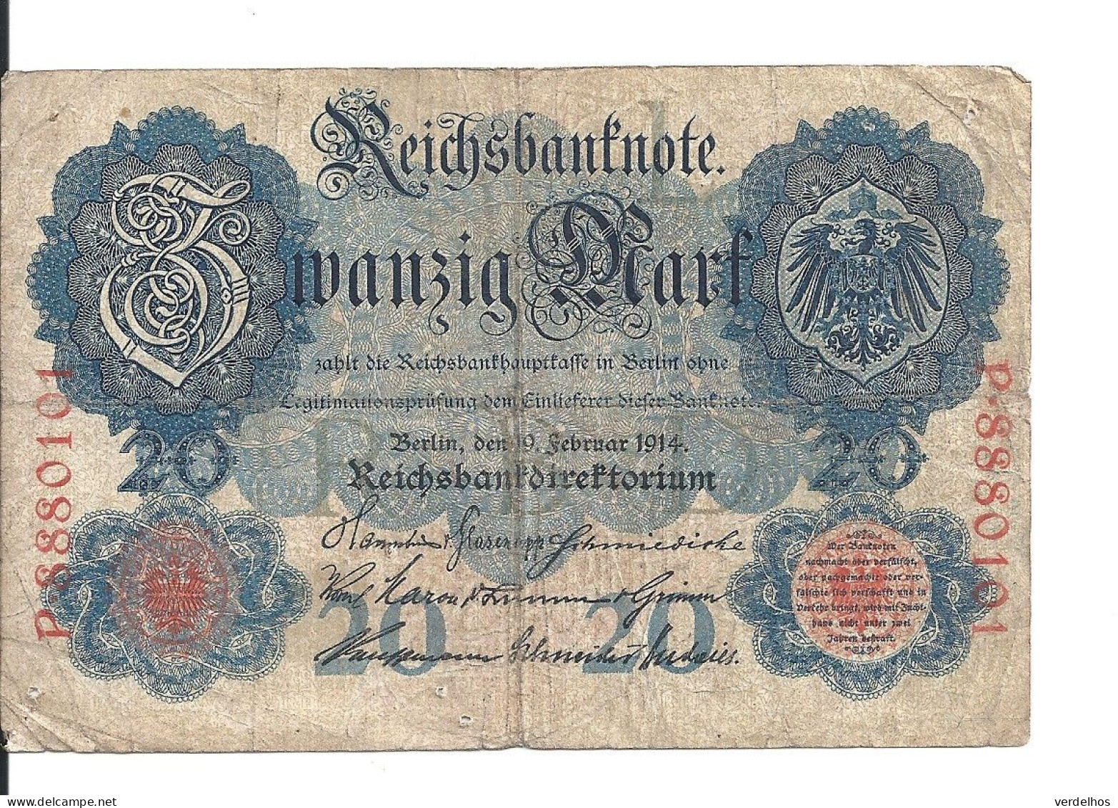 ALLEMAGNE 20 MARK 1914 VF P 46 - 20 Mark