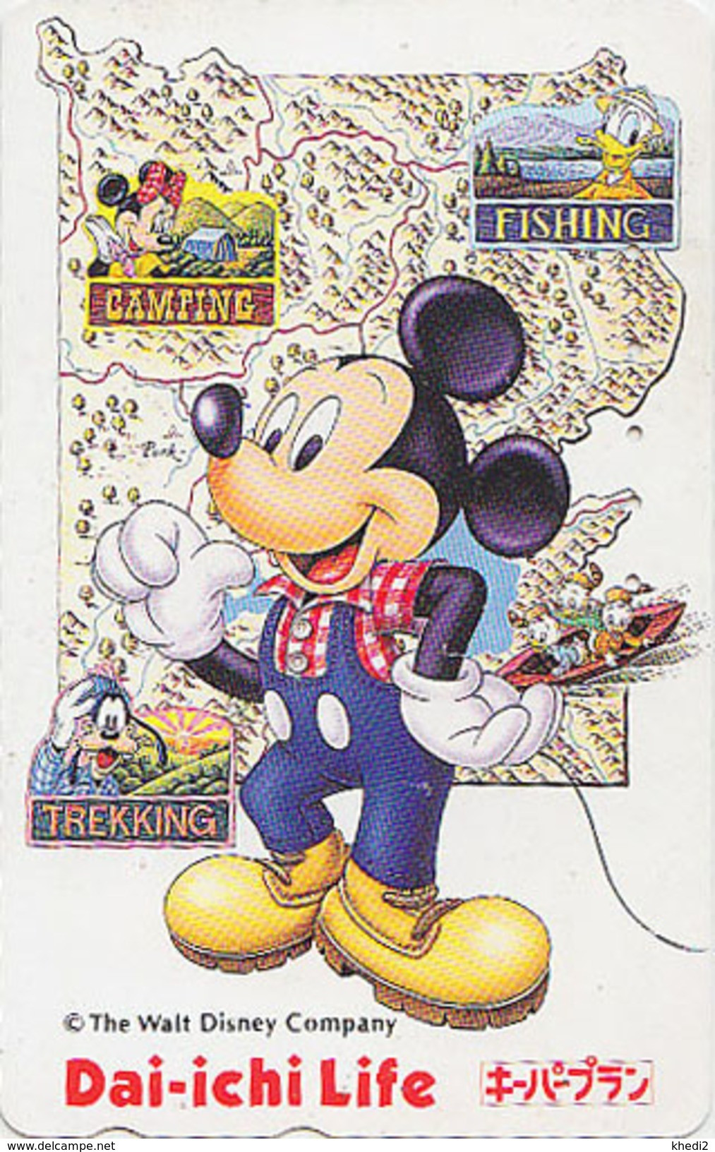 Télécarte JAPON / 110-165772 - DISNEY - Pêche Fishing Camping Dai Ichi Life Mickey - JAPAN Free Phonecard Assu - Disney