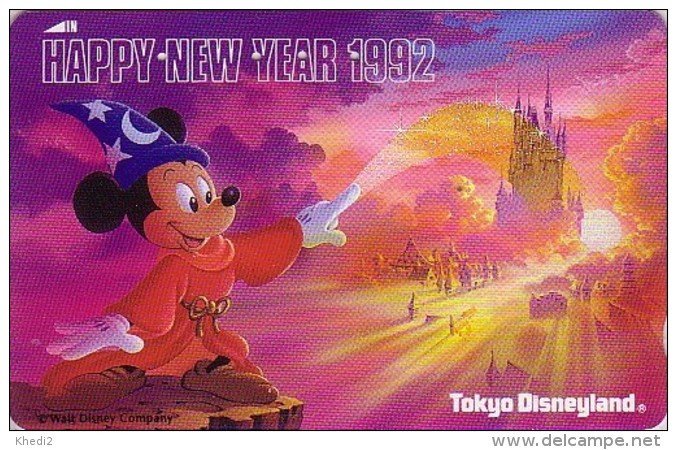 TC JAPON / 110-119920 - DISNEY - NOUVEL AN  HAPPY NEW YEAR 1992 - Mickey Fantasia Magie Château JAPAN Free Phonecard - Disney