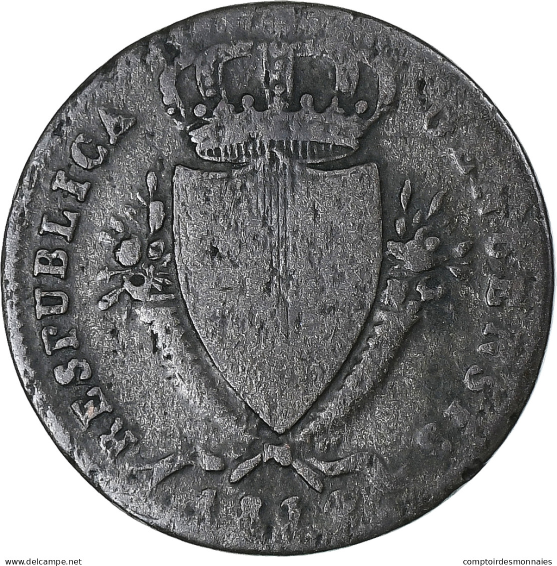 Italie, République De Gênes , 2 Soldi, 1814, Gênes, TB, Billon, KM:282.1 - Genova