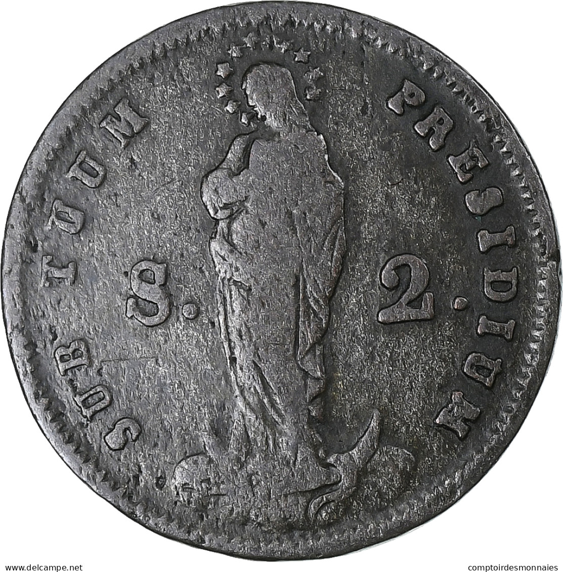 Italie, République De Gênes , 2 Soldi, 1814, Gênes, TB, Billon, KM:282.1 - Genua