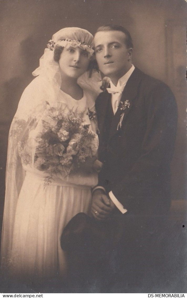 Bride & Groom , Wedding , Marriage , Mariage , Hochzeit Real Photo Postcard Foto Prader Graz Austria - Noces